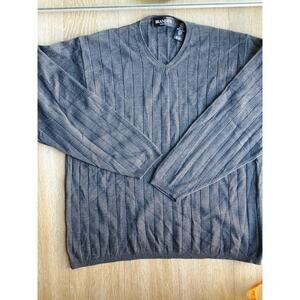 Y2k Brandini Italy V-neck 100% extrafine wool ribbed knit quiet Luxury old money